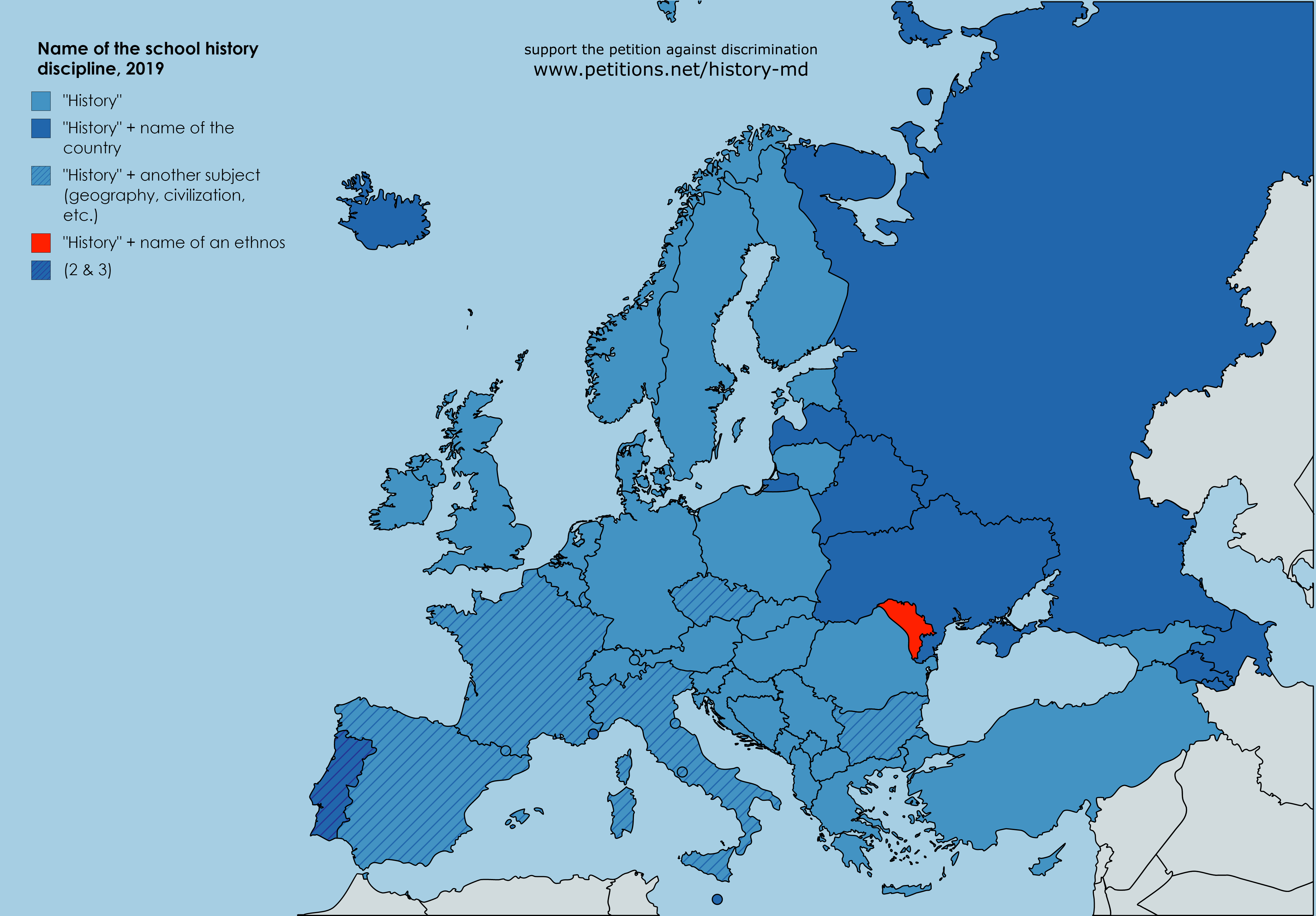 The name of the school object of history in the countries of Europe